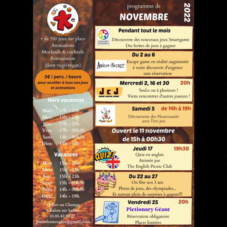 Calendrier Novembre insta 2022