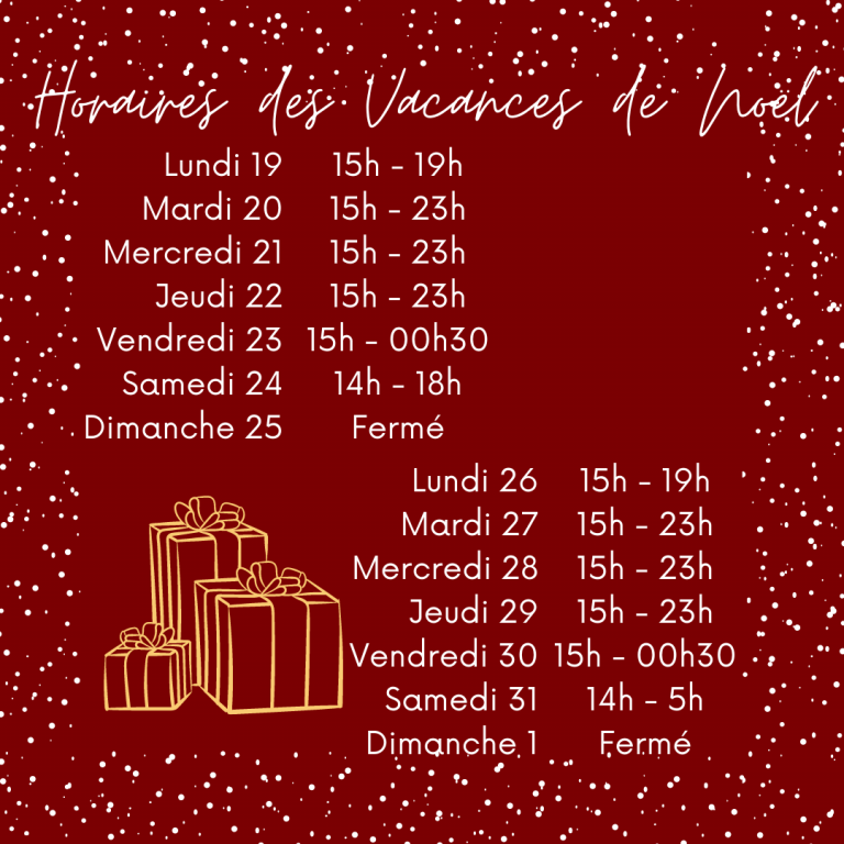 horaire vacances noël