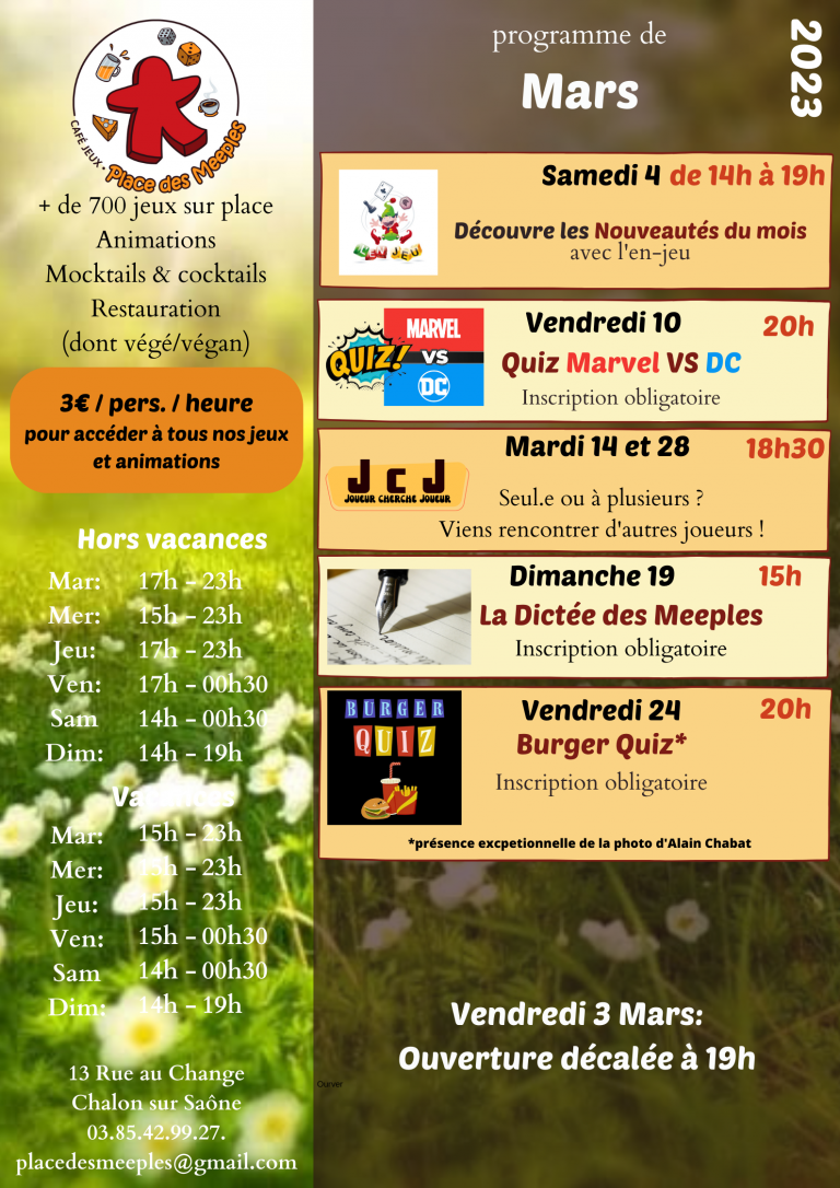 Calendrier mars 2023