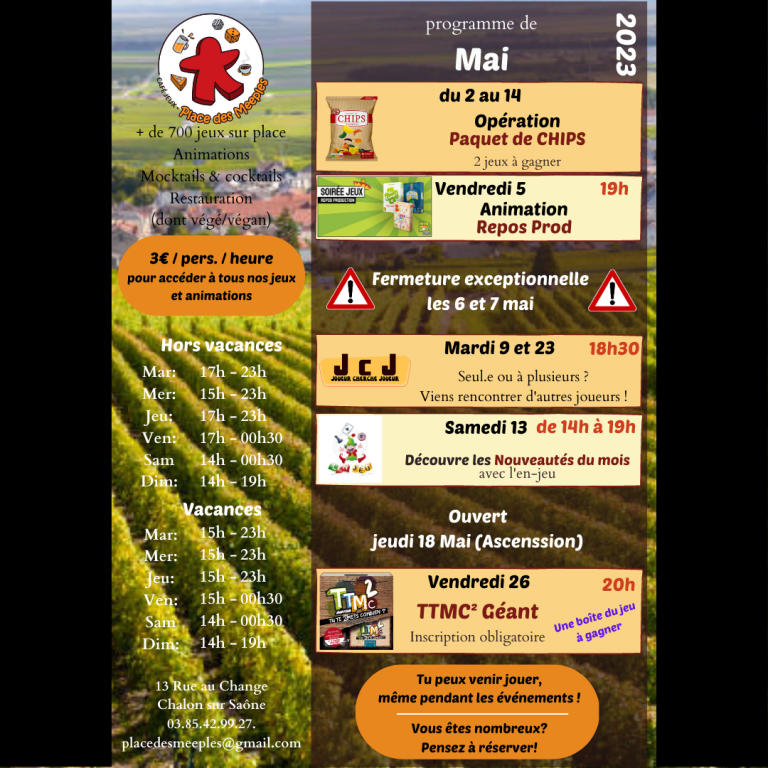 Calendrier mai 2023