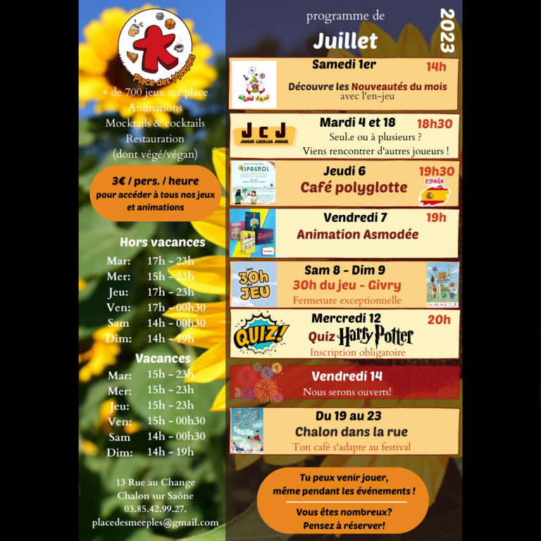 Calendrier juillet 2023