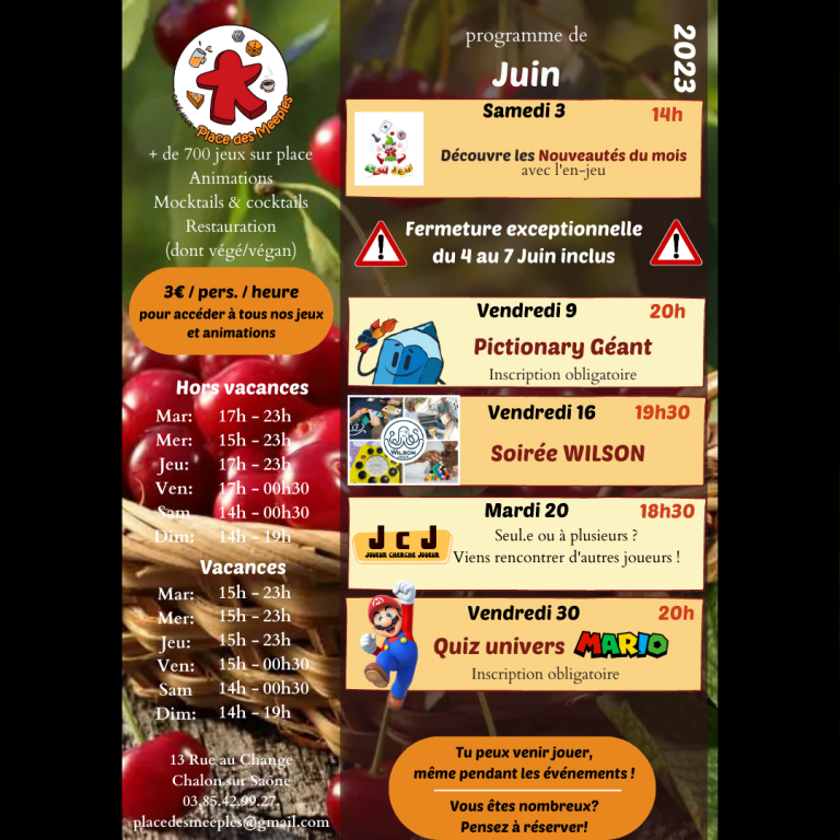 Calendrier juin 2023
